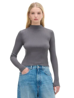 Outlet Cropp sweter z półgolfem szary