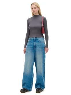 Outlet Cropp sweter z półgolfem szary