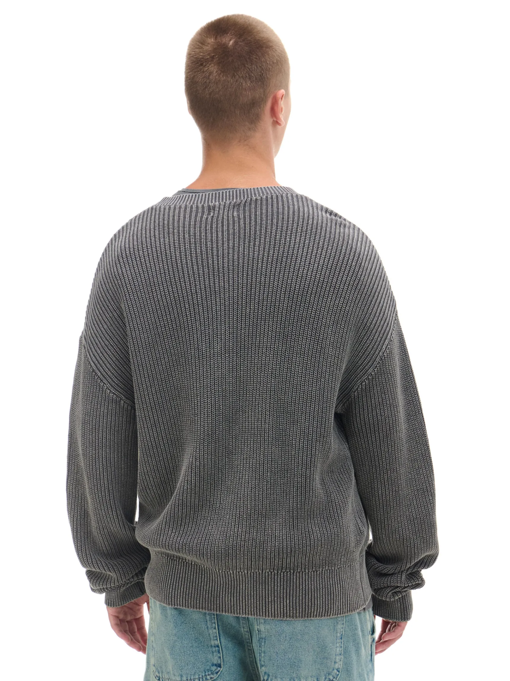 Best Cropp sweter z prążkowanej dzianiny szary