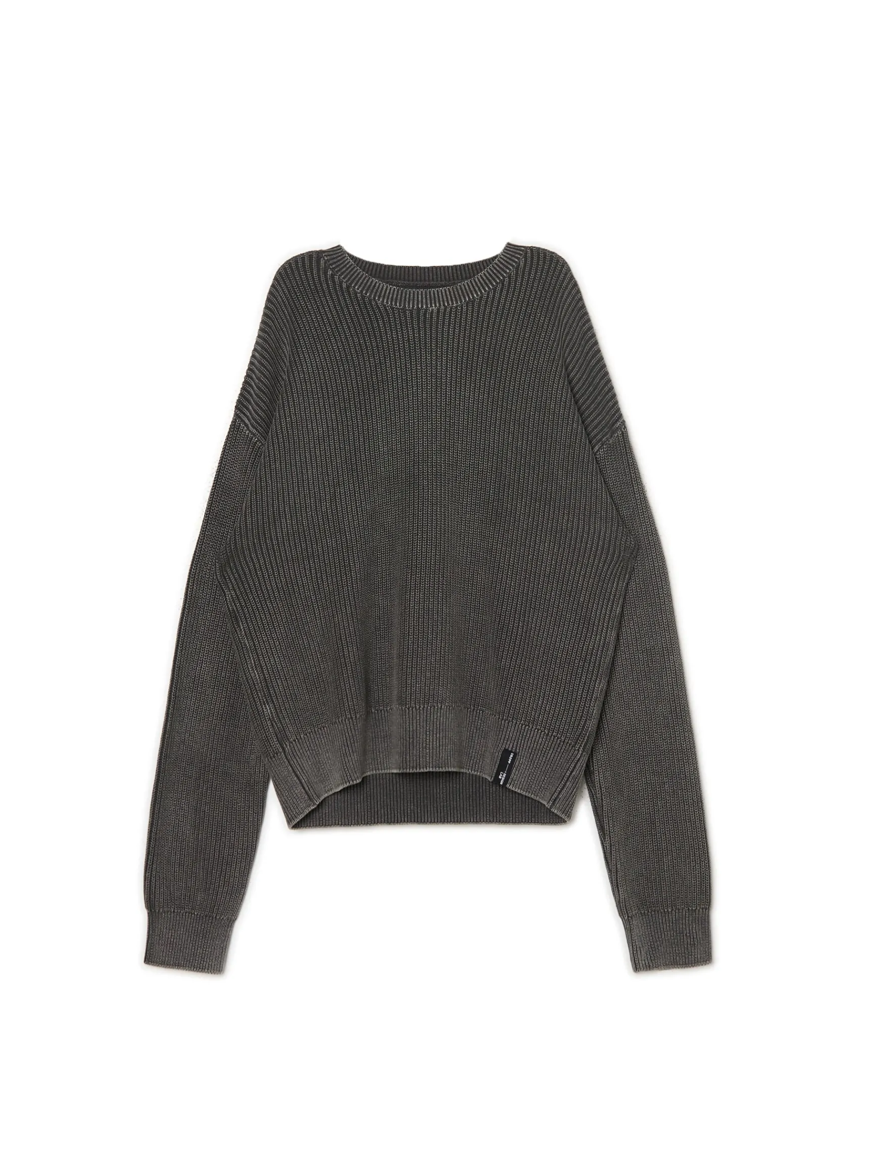 Best Cropp sweter z prążkowanej dzianiny szary