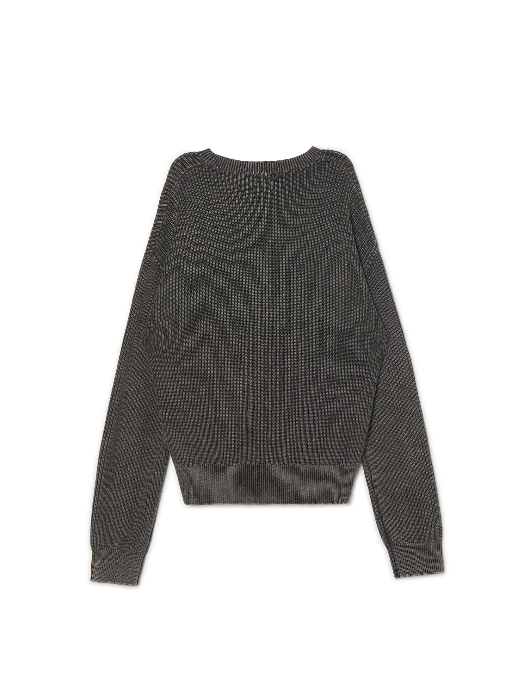 Best Cropp sweter z prążkowanej dzianiny szary