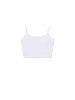 Hot Cropp Szary top z białymi ramiączkami jasnyszary