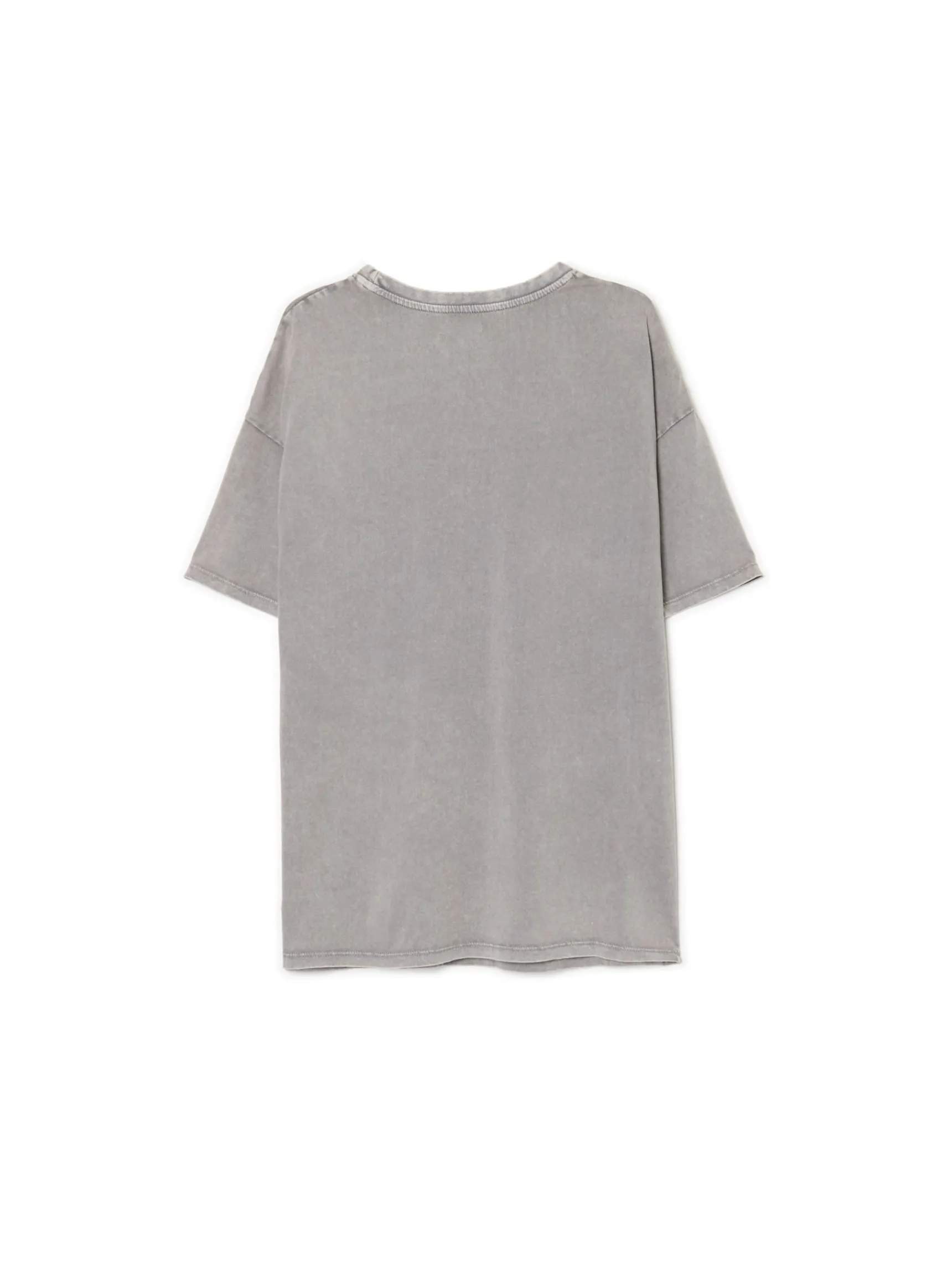 Hot Cropp T-shirt oversize z wiśniami szary