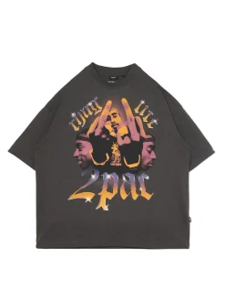 Outlet Cropp T-shirt z nadrukiem Tupac UNISEX szary