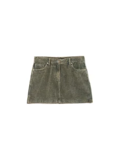 Discount Cropp Sztruksowa spódnica mini zielony