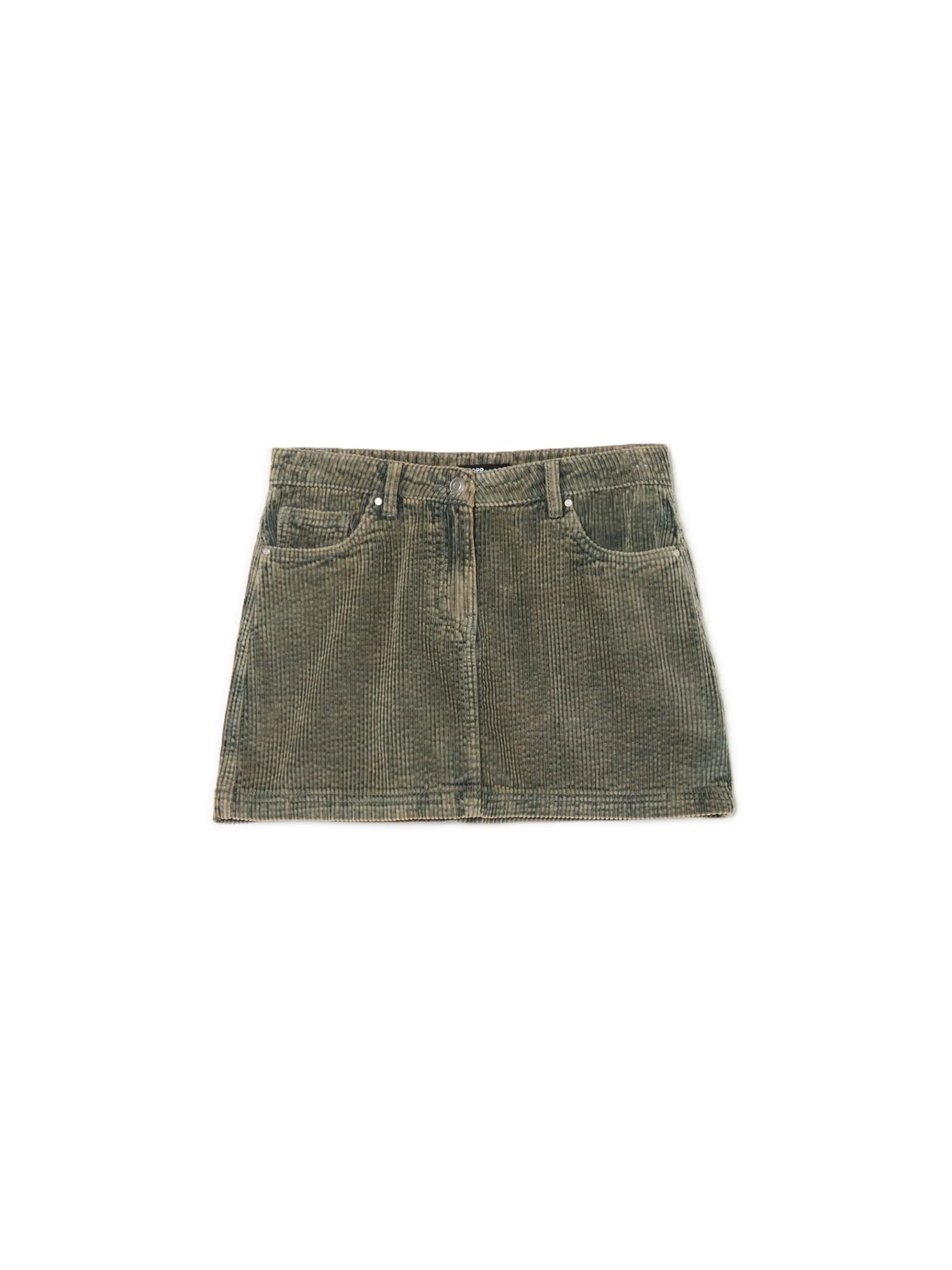 Discount Cropp Sztruksowa spódnica mini zielony