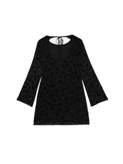 Best Cropp Szyfonowa sukienka mini w kwiaty czarny