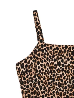 Hot Cropp Top na ramiączkach w panterkę beżowy