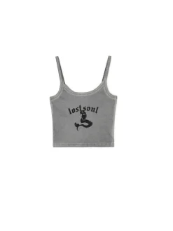 Outlet Cropp Top z motywem syreny szary