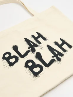 Discount Cropp Torba shopper z ozdobnym napisem kremowy