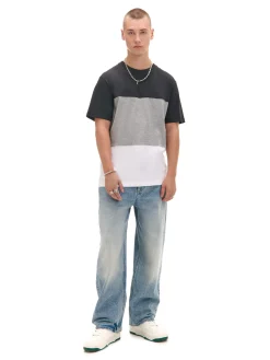 Clearance Cropp Trójkolorowa koszulka w pasy czarny