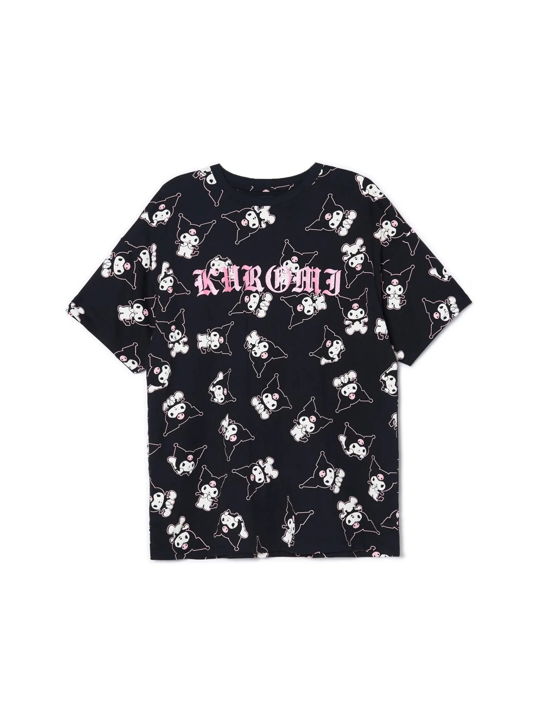 Fashion Cropp T-shirt oversize z nadrukiem Kuromi czarny
