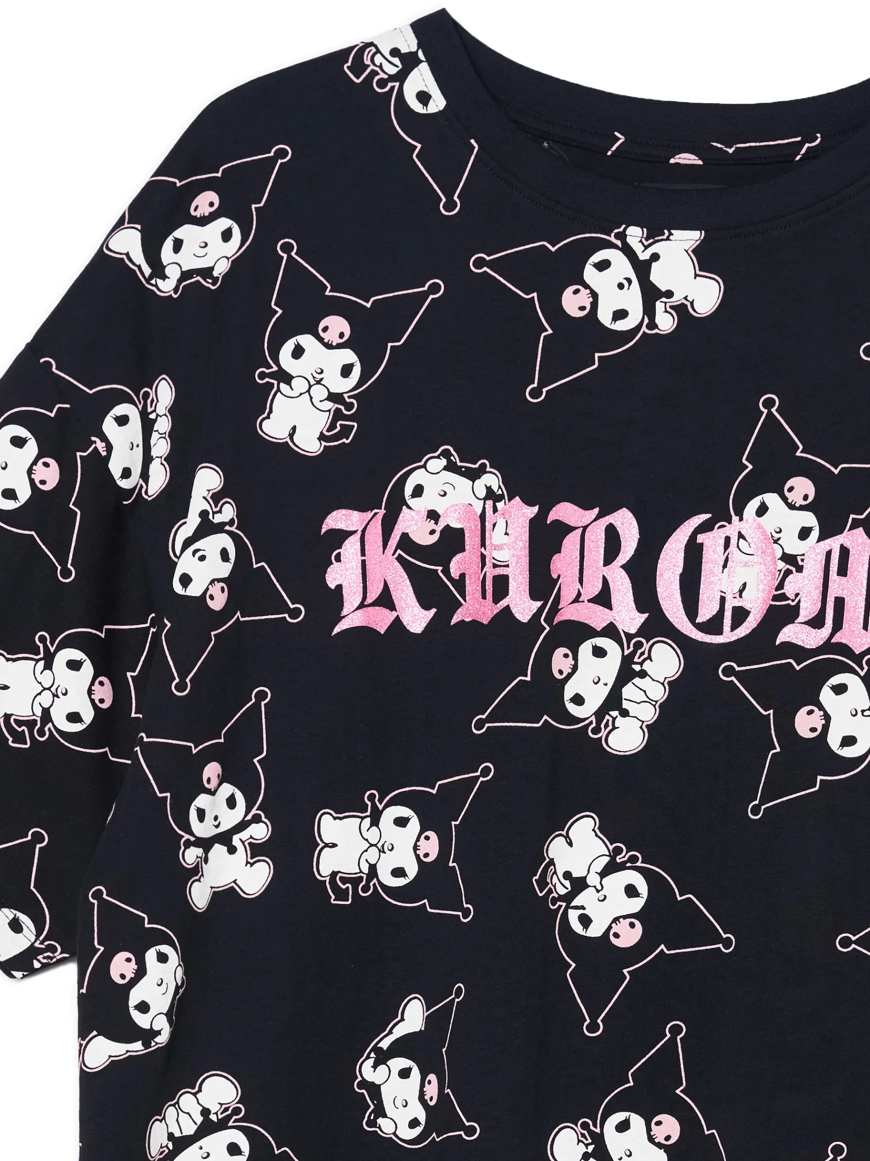 Fashion Cropp T-shirt oversize z nadrukiem Kuromi czarny