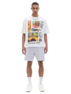 Fashion Cropp T-shirt oversize z nadrukiem biały