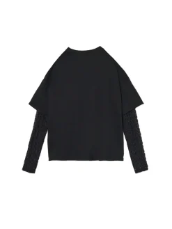 Sale Cropp T-shirt z ażurowymi rękawami czarny