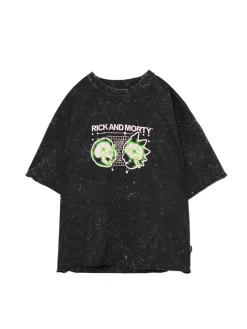Discount Cropp T-shirt z efektem sprania Rick i Morty czarny