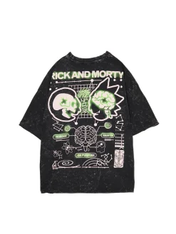 Discount Cropp T-shirt z efektem sprania Rick i Morty czarny
