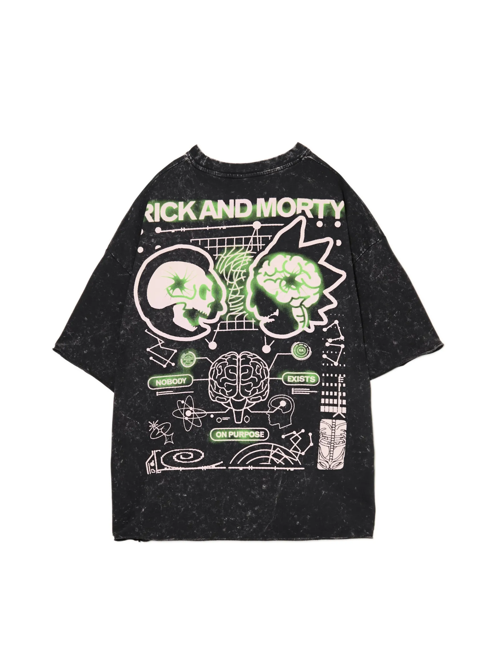 Discount Cropp T-shirt z efektem sprania Rick i Morty czarny
