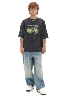 Discount Cropp T-shirt z efektem sprania Rick i Morty czarny