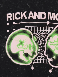 Discount Cropp T-shirt z efektem sprania Rick i Morty czarny