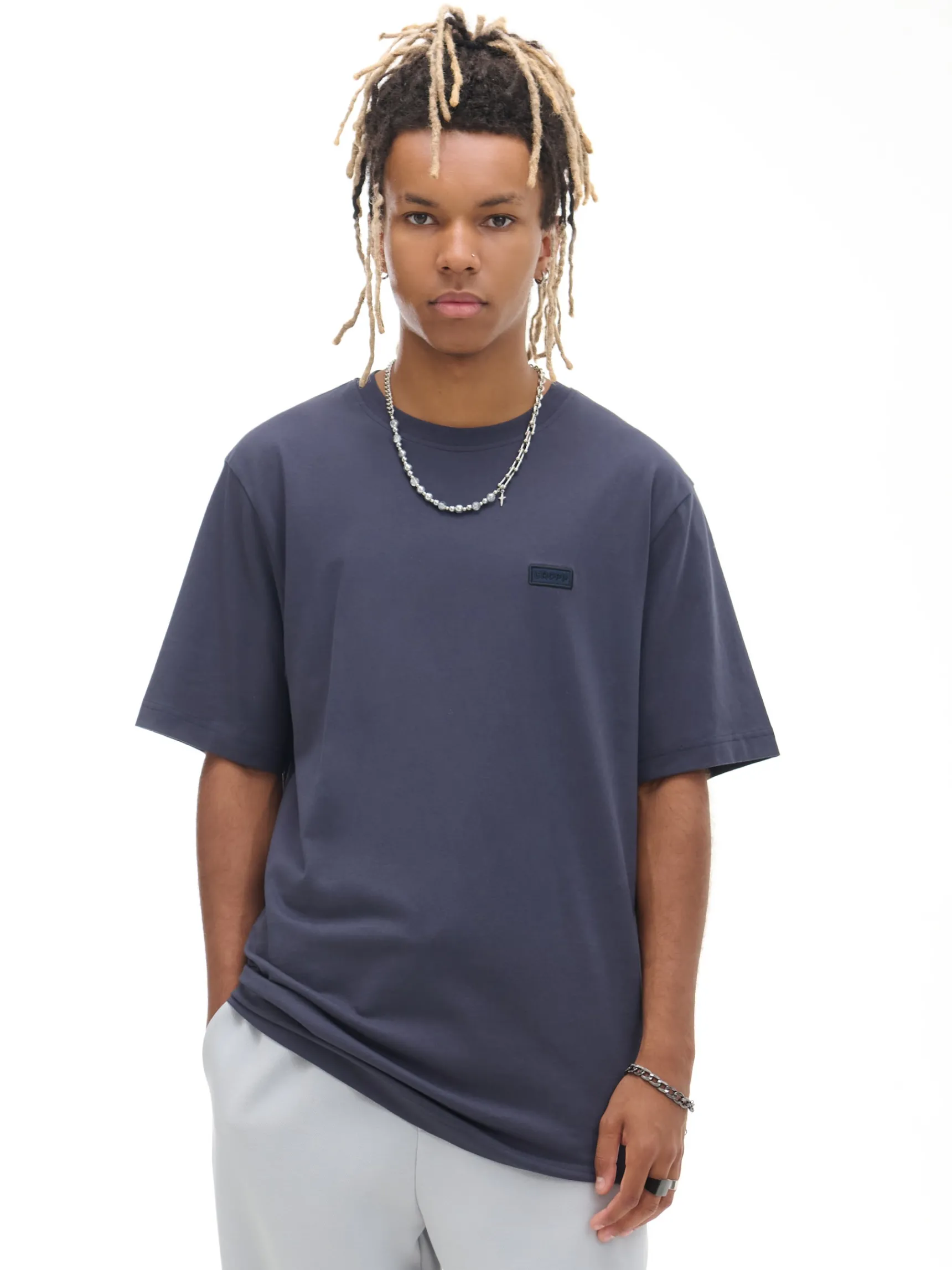 Sale Cropp T-shirt z haftem szary