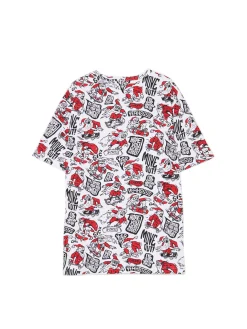 New Cropp T-shirt z mikołajowymi skaterami biały