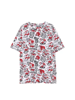 New Cropp T-shirt z mikołajowymi skaterami biały