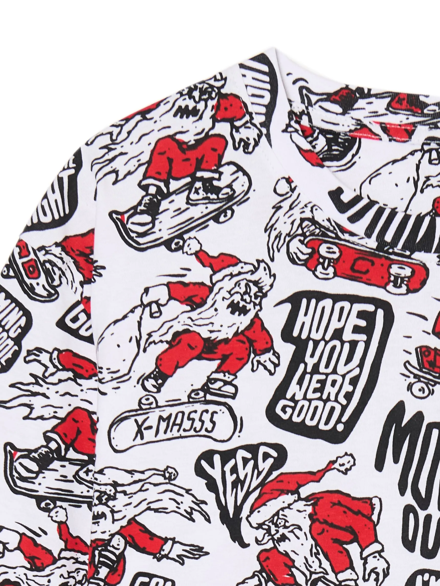 New Cropp T-shirt z mikołajowymi skaterami biały