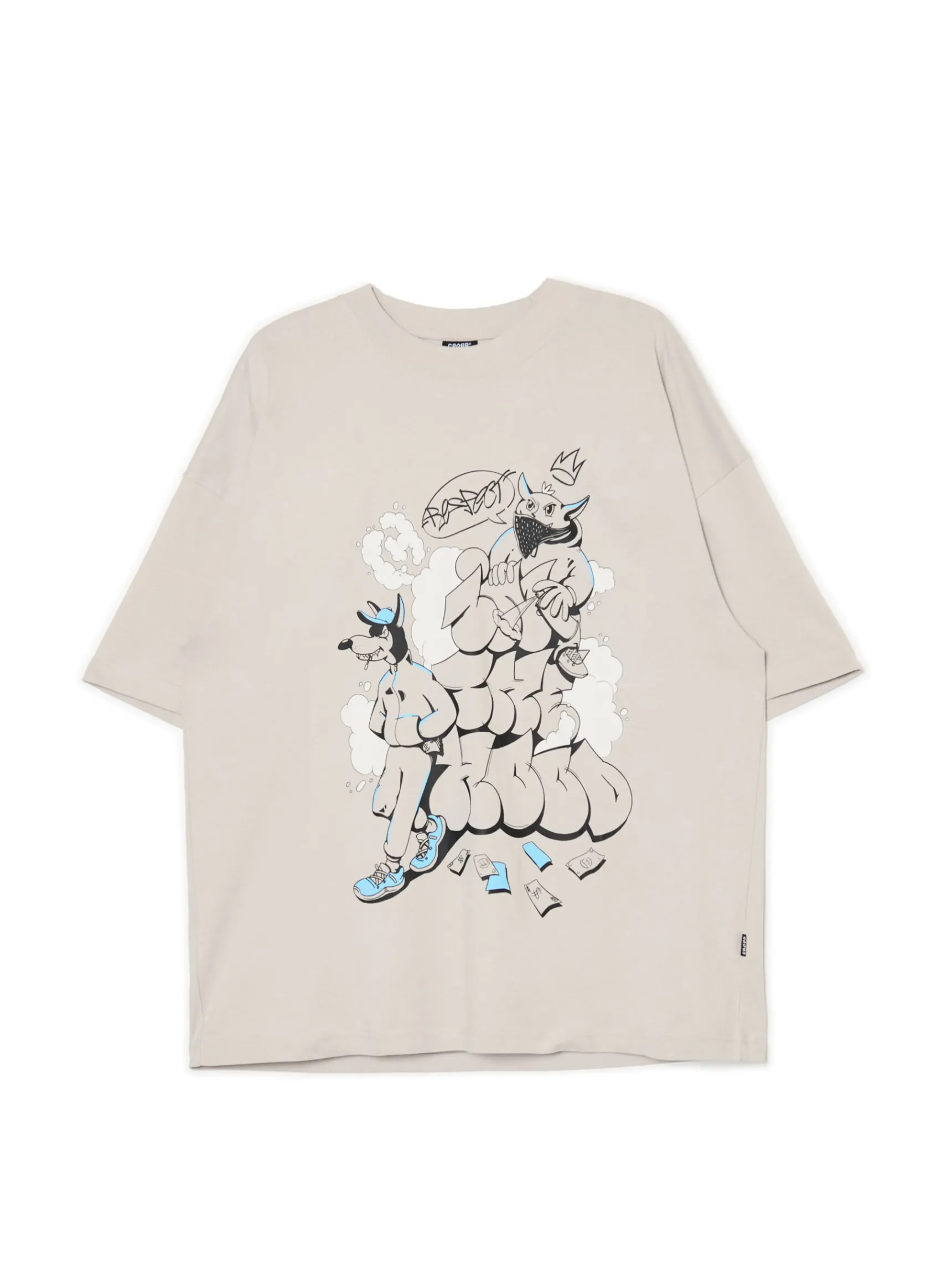 Clearance Cropp T-shirt z nadrukiem graffiti jasnyszary
