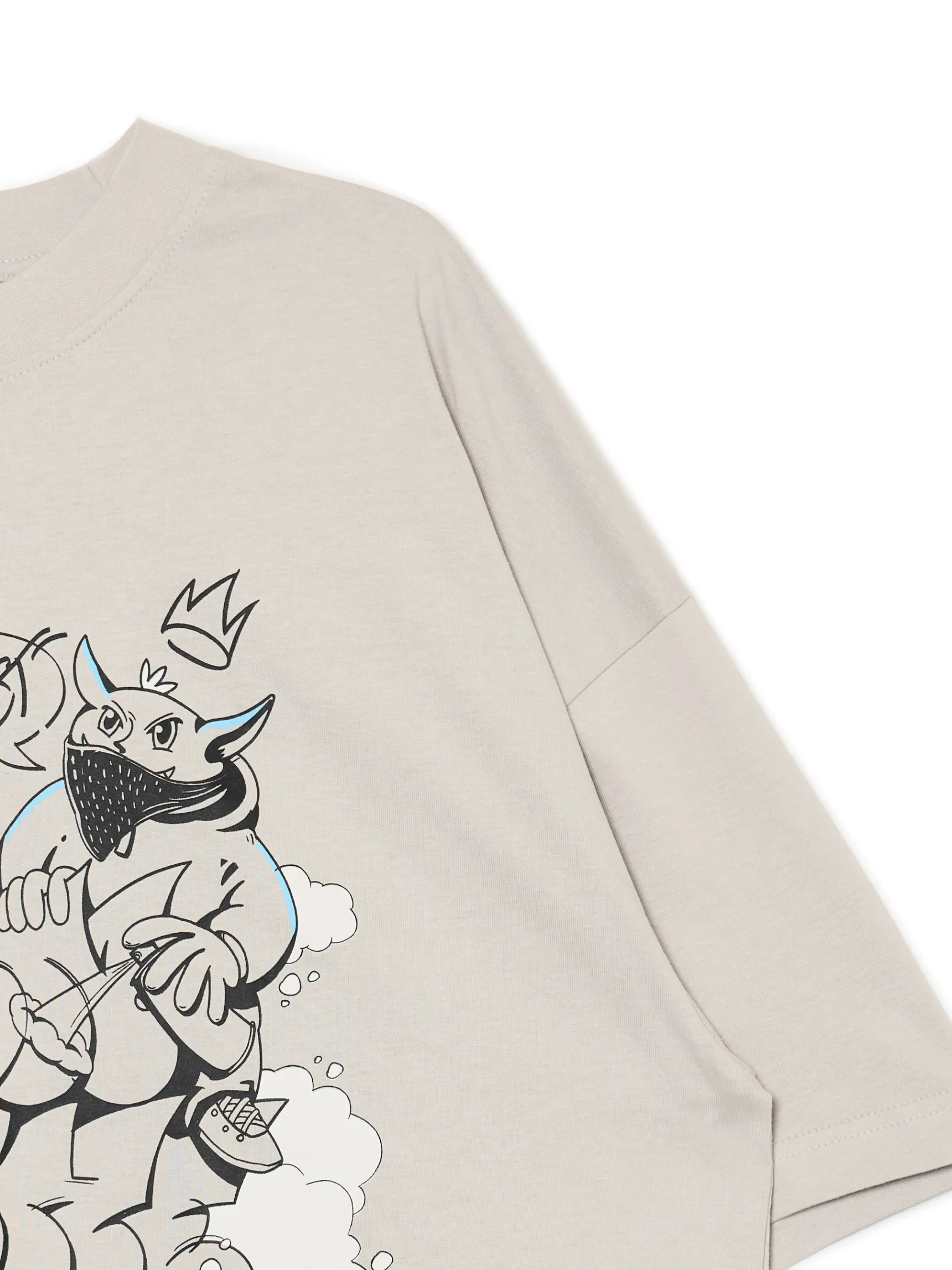 Clearance Cropp T-shirt z nadrukiem graffiti jasnyszary