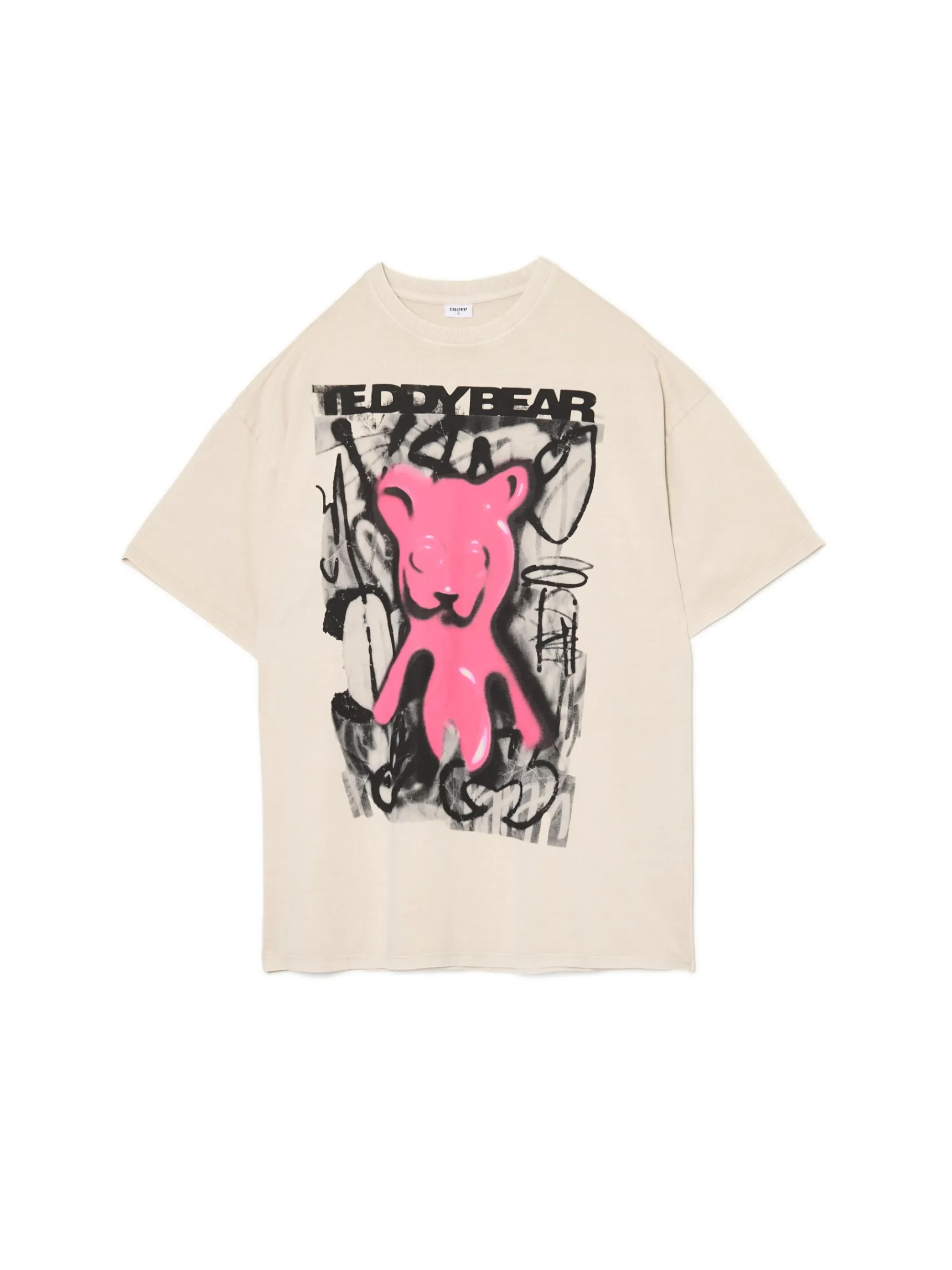 New Cropp T-shirt z nadrukiem typu graffiti UNISEX jasnyszary