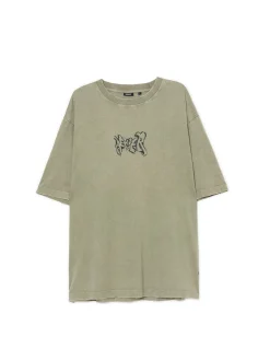Outlet Cropp T-shirt z postrzępionymi brzegami zielony