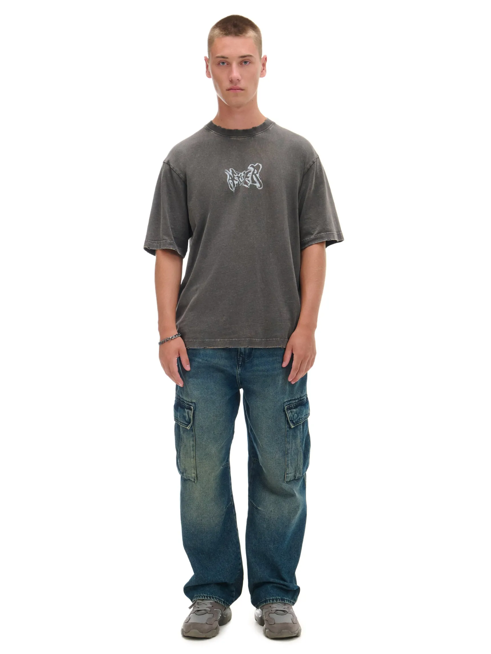 Fashion Cropp T-shirt z postrzępionymi brzegami szary