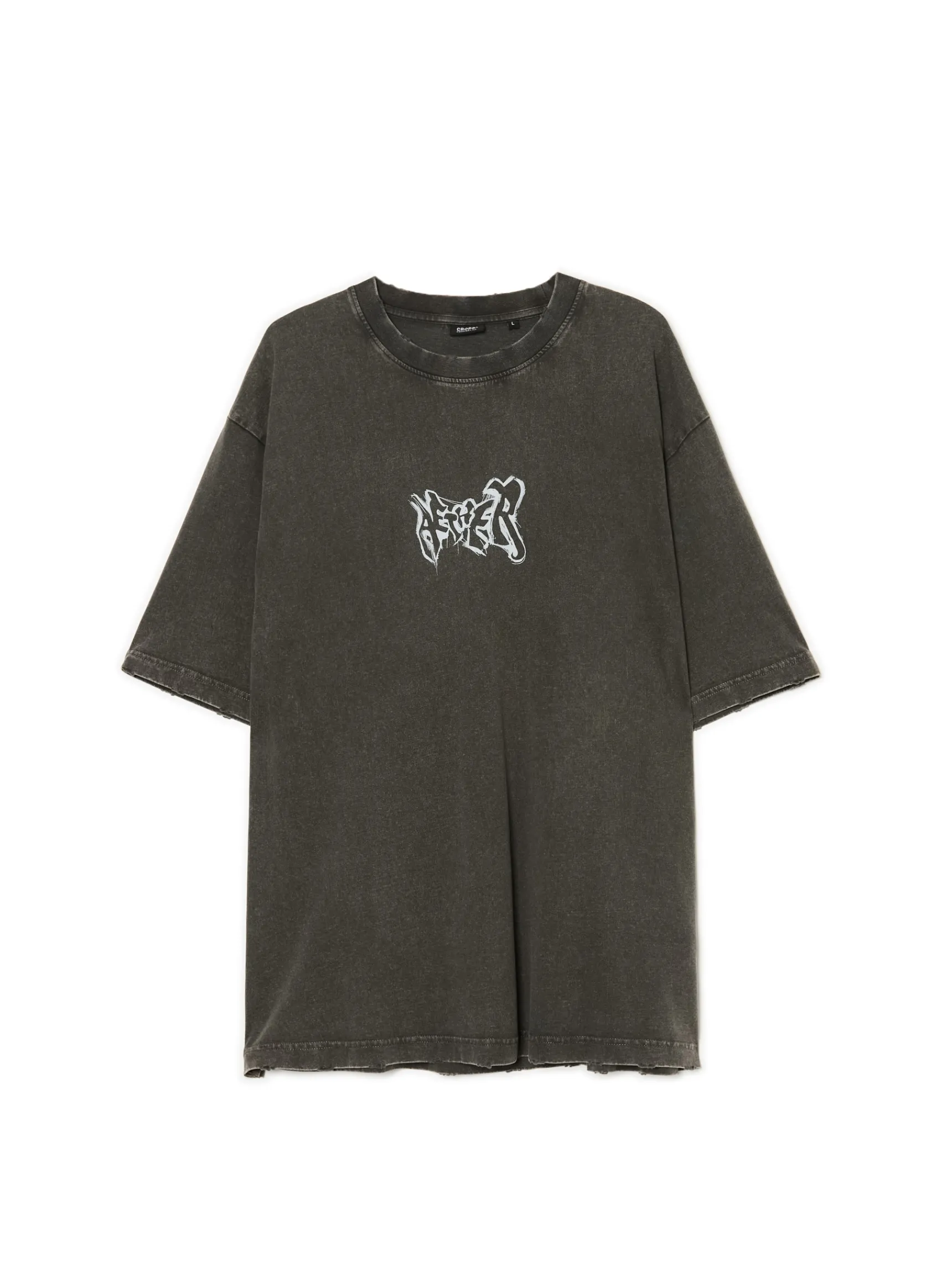 Fashion Cropp T-shirt z postrzępionymi brzegami szary