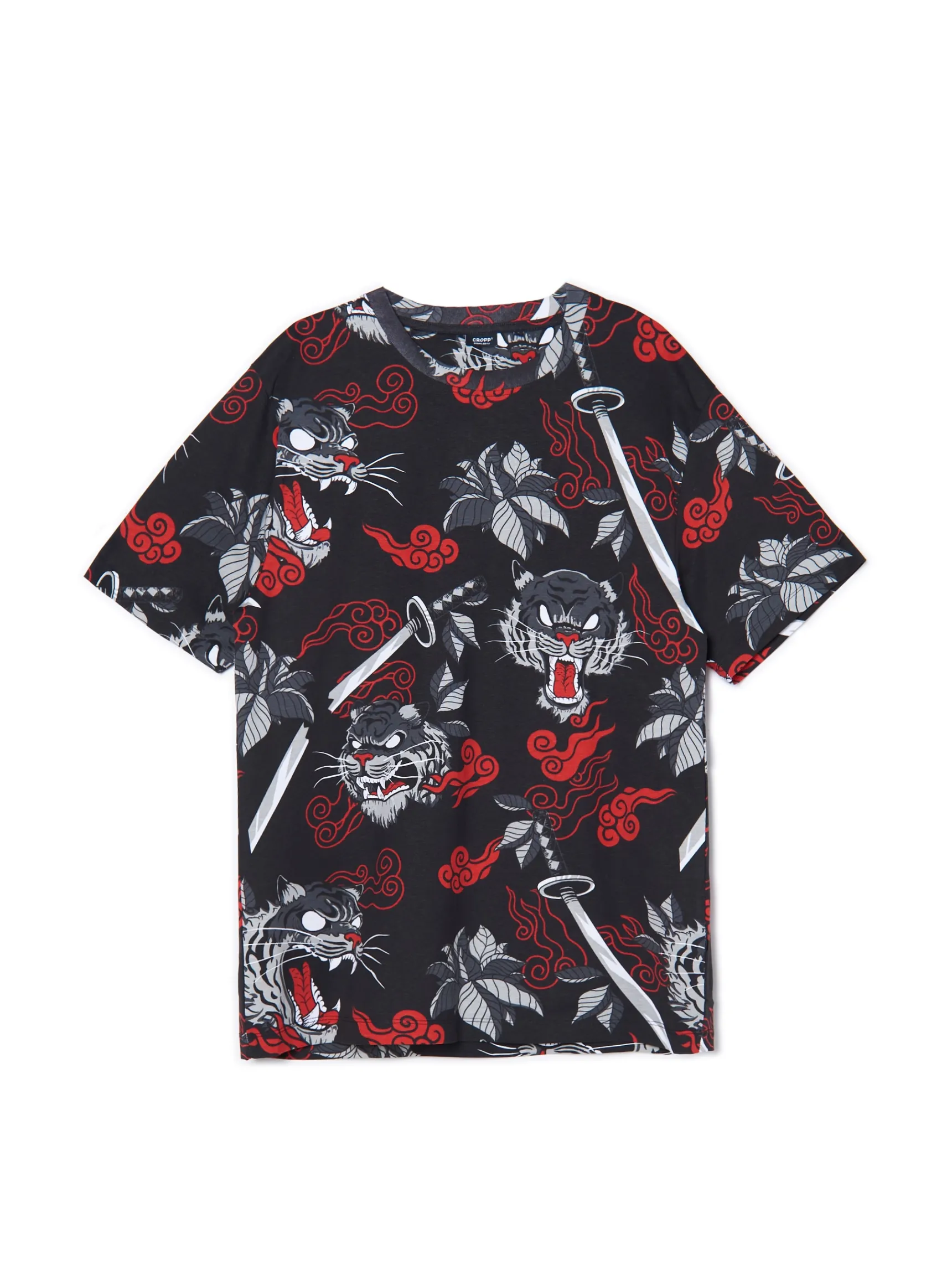 Online Cropp T-shirt z wielokolorowym nadrukiem czarny