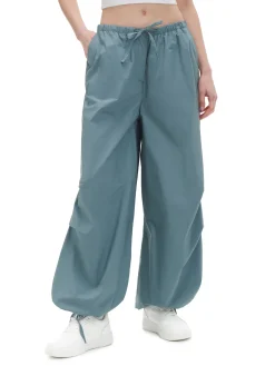 New Cropp Turkusowe spodnie wide leg zielony