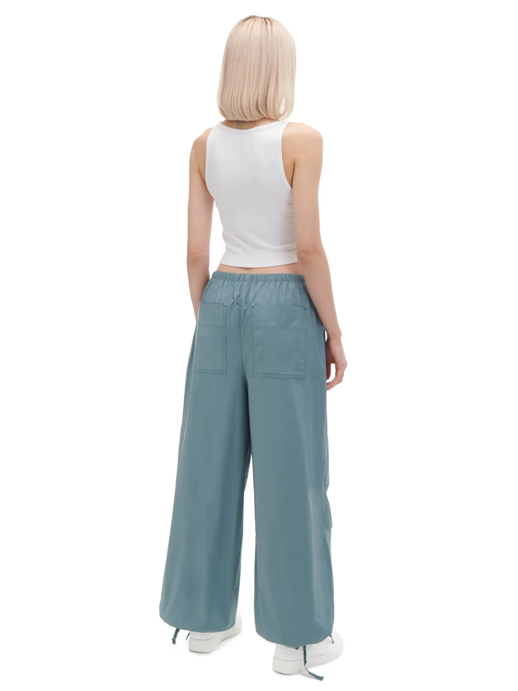 New Cropp Turkusowe spodnie wide leg zielony