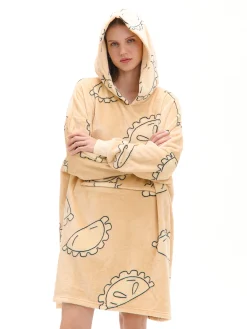 Discount Cropp Świąteczna bluza snuddie w pierogi beżowy