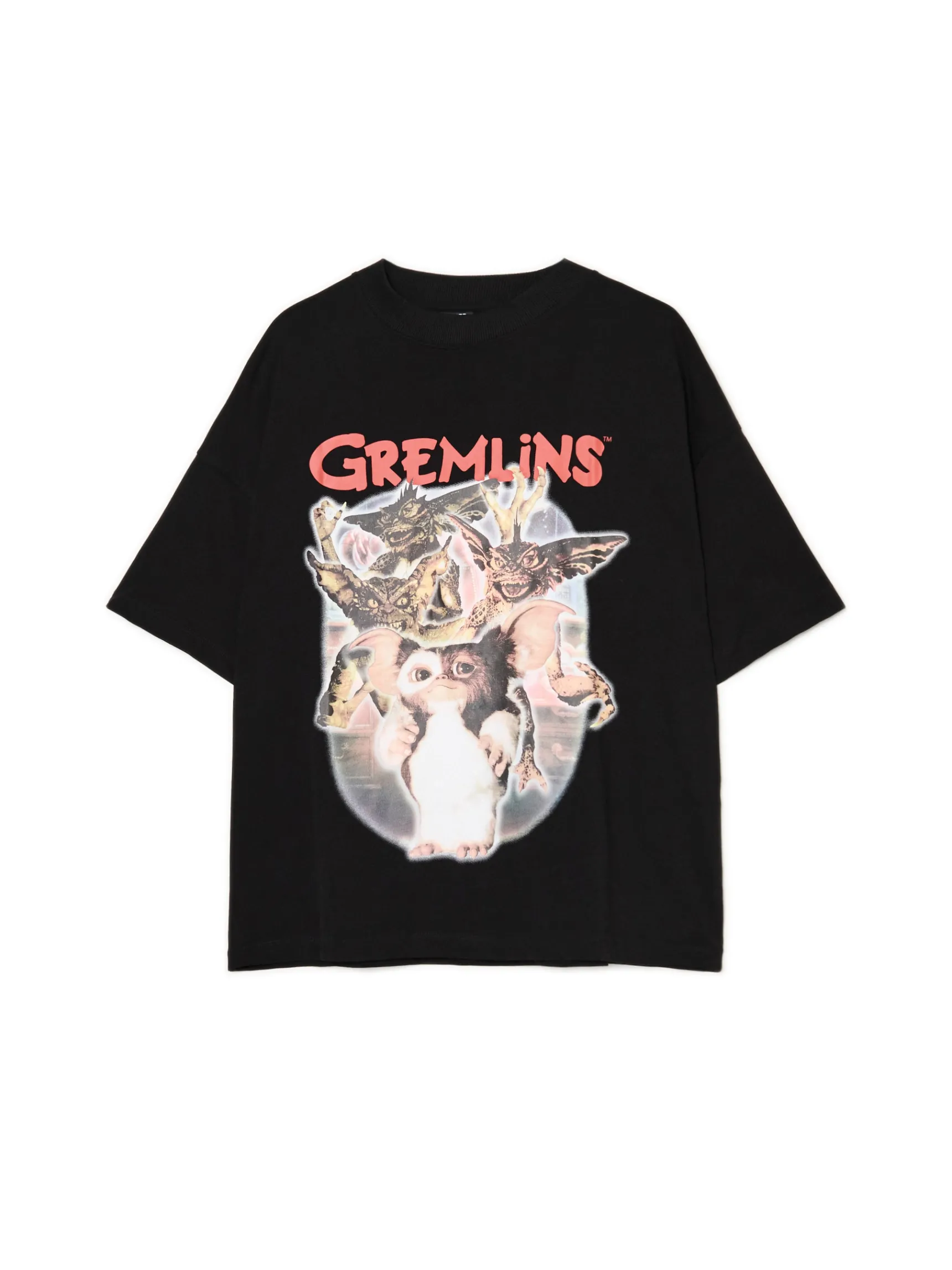 Fashion Cropp Świąteczna czarna koszulka z Gremlinami czarny