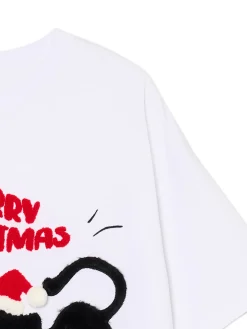 Online Cropp Świąteczna koszulka z kotem biały