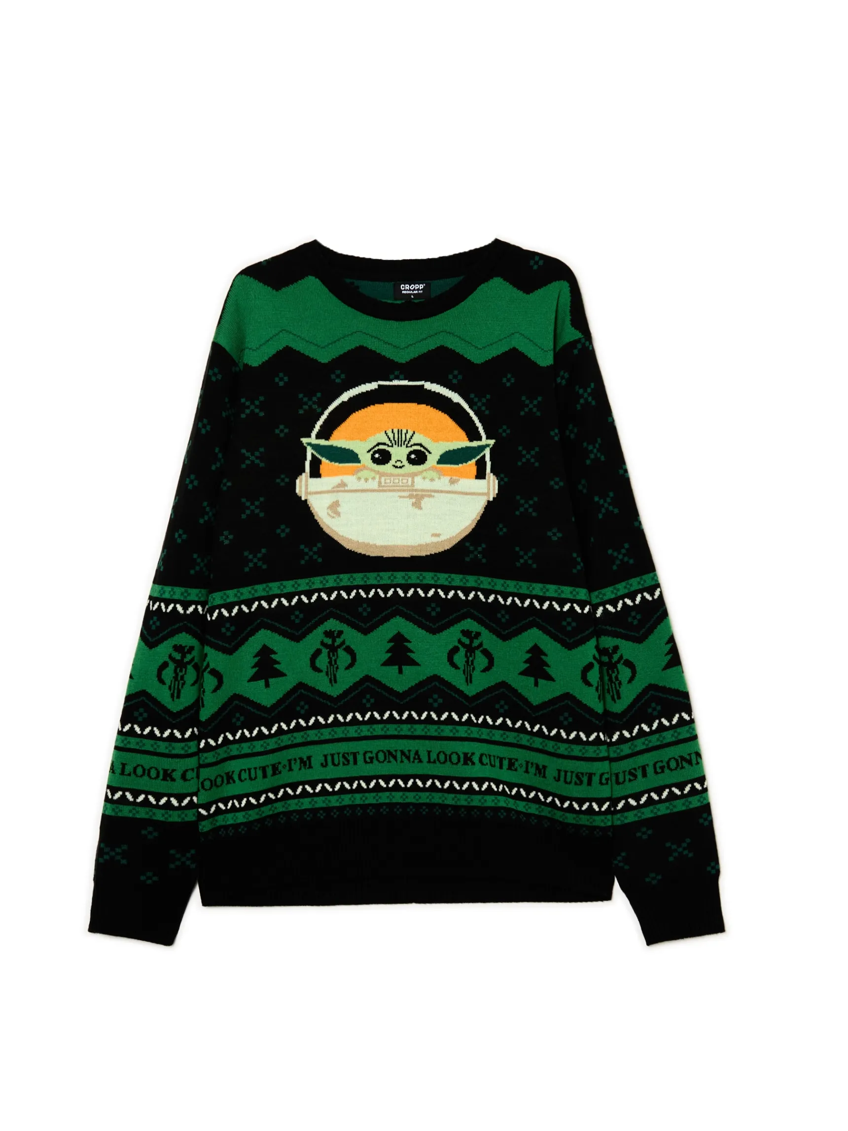 Best Cropp Świąteczny sweter Mandalorian zielony