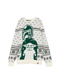 Sale Cropp Świąteczny sweter The Mandalorian kremowy