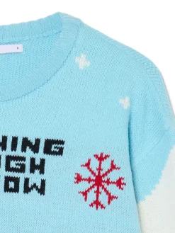Outlet Cropp Świąteczny sweter z jamnikiem błękitny