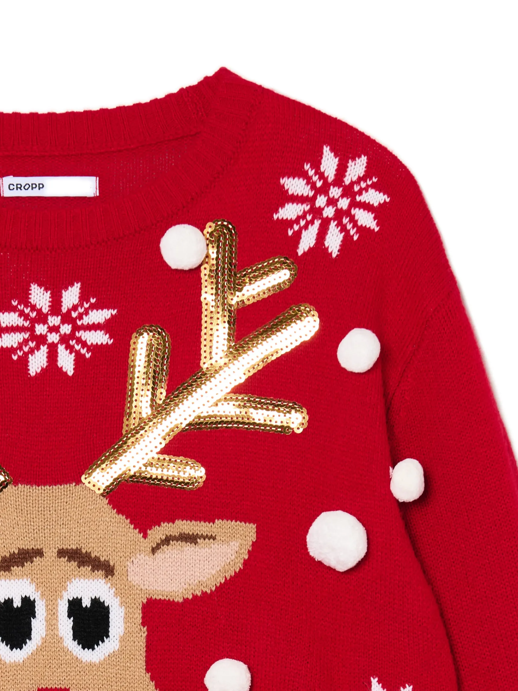 Discount Cropp Świąteczny sweter z reniferem czerwony