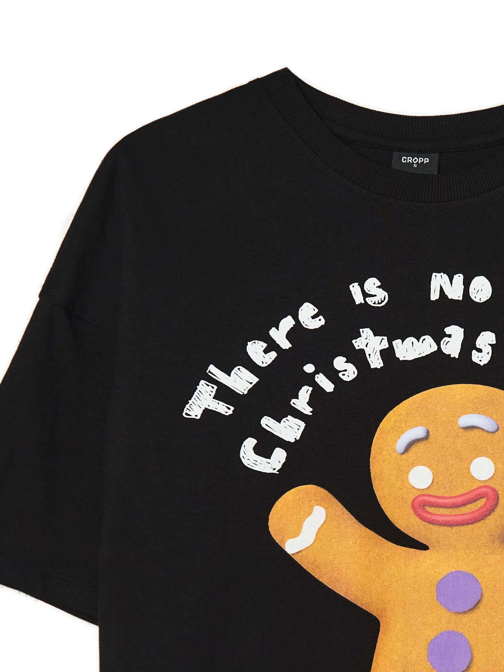 Clearance Cropp Świąteczny T-shirt z Ciastkiem czarny