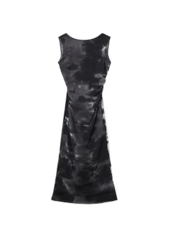 New Cropp Wzorzysta czarna sukienka maxi czarny
