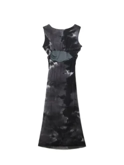 New Cropp Wzorzysta czarna sukienka maxi czarny
