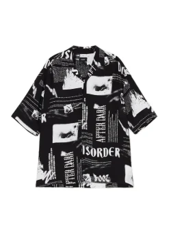 Clearance Cropp Wzorzysta koszula z kołnierzykiem czarny