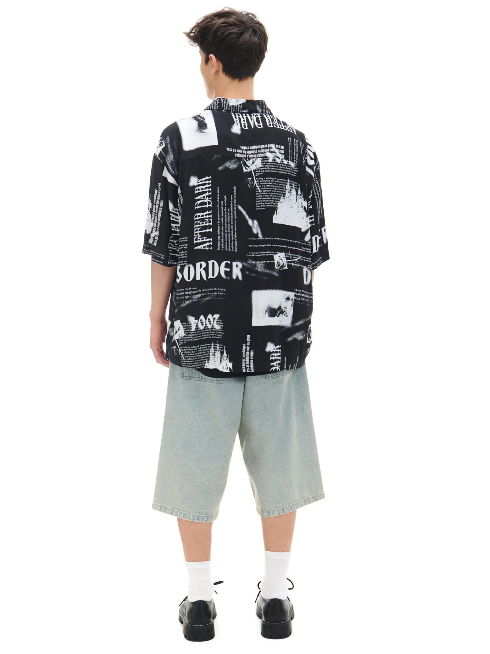Clearance Cropp Wzorzysta koszula z kołnierzykiem czarny
