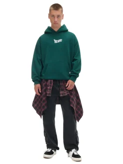 New Cropp Zielona bluza hoodie z nadrukiem zielony